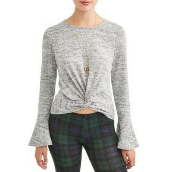No Boundaries Twist Front Bell Sleeve Top Size XL - Picture 1 of 7